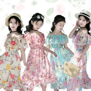 Robe d'été à fleurs et épaules dénudées