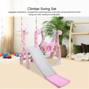 Balançoire grimpeuse pour tout-petits – Toboggan de jeu intérieur et extérieur avec balançoire et panier de basket, aire de jeux multi-activités pour enfants