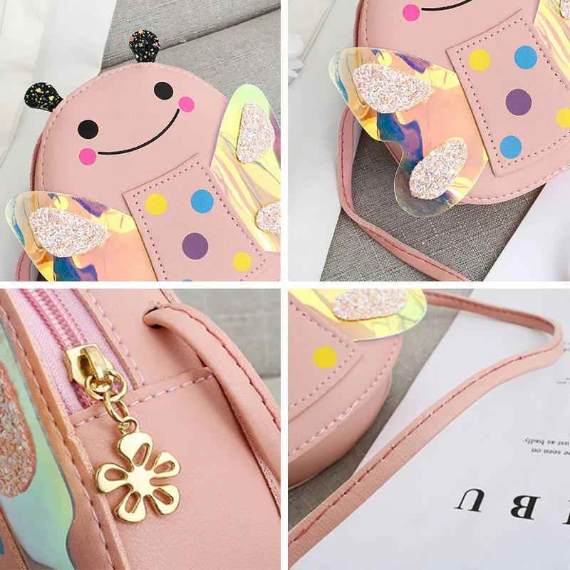 Sac bandoulière mignon en forme d'insecte pour enfants – Mini porte-monnaie en PU pour tout-petits et bébés filles – Image 5
