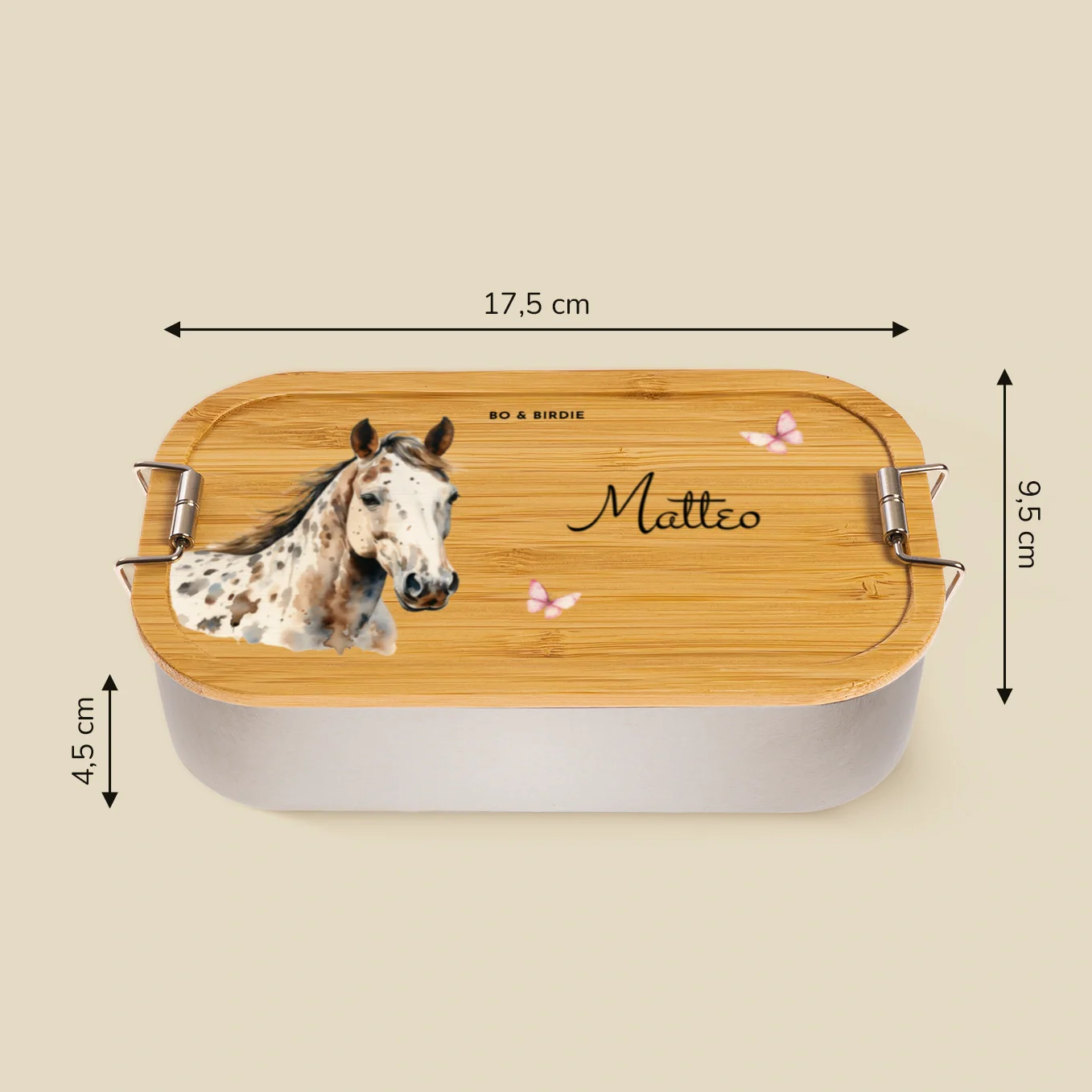 Lunch box personnalisée avec couvercle en bambou « Chevaux » – Image 8
