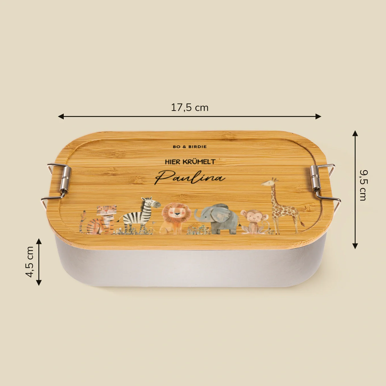 Personalisierte Brotdose mit Bambusdeckel "Safari Tiere" – Image 8