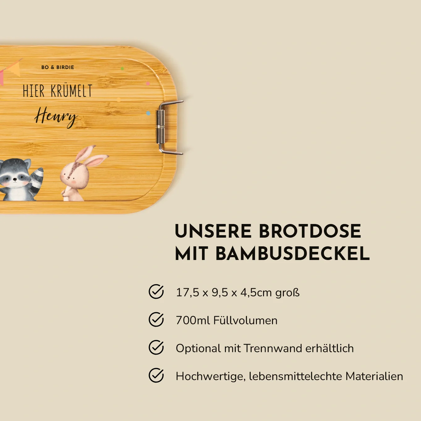 Lunch box personnalisée avec couvercle en bambou « Confettis » – Image 9
