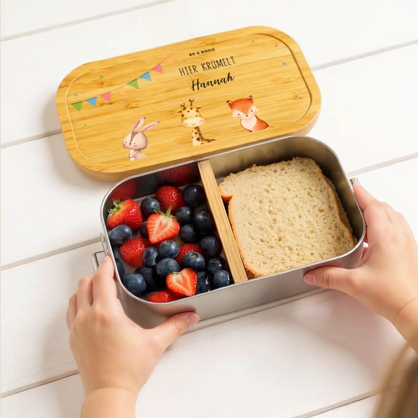 Lunch box personnalisée avec couvercle en bambou « Confettis » – Image 3