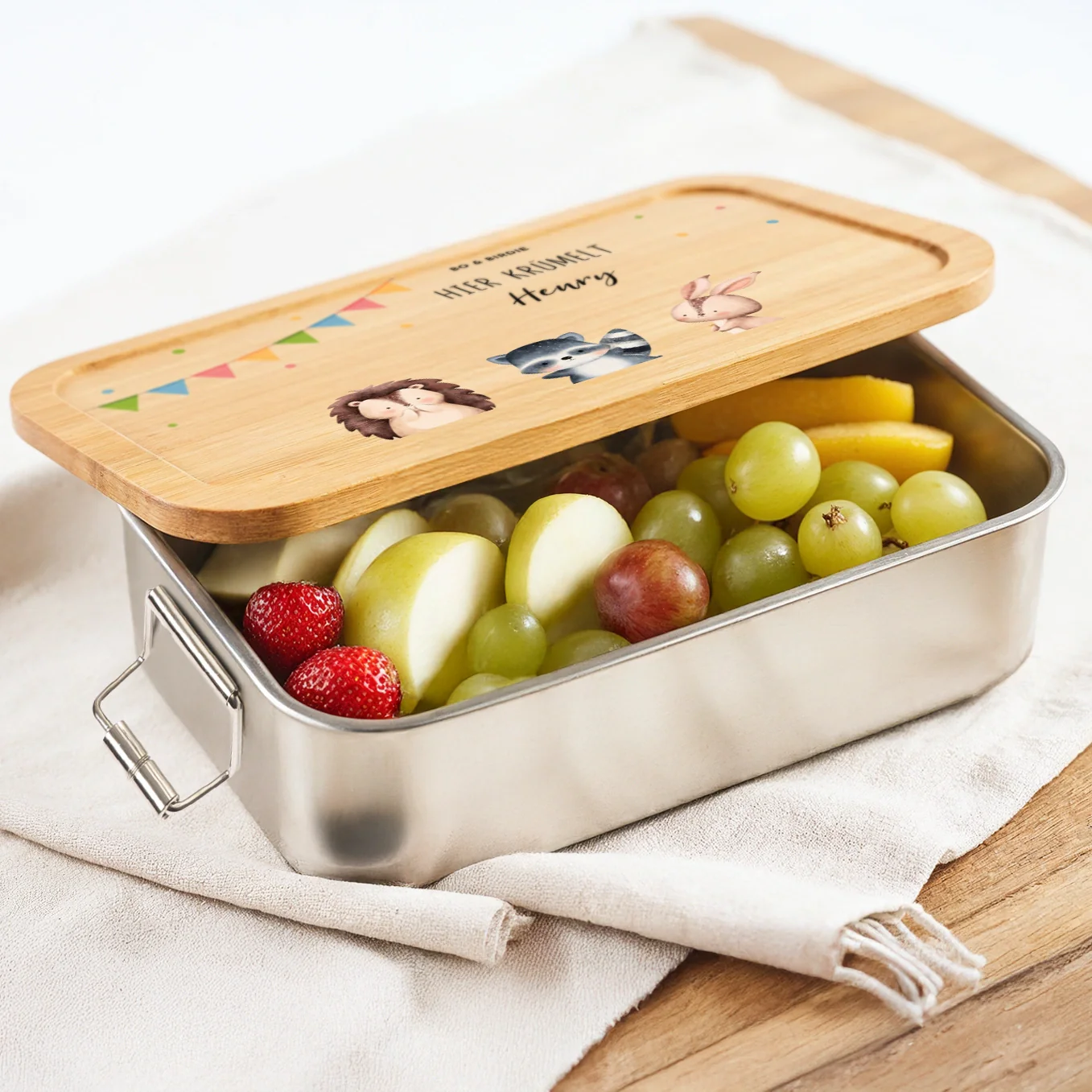 Lunch box personnalisée avec couvercle en bambou « Confettis » – Image 4