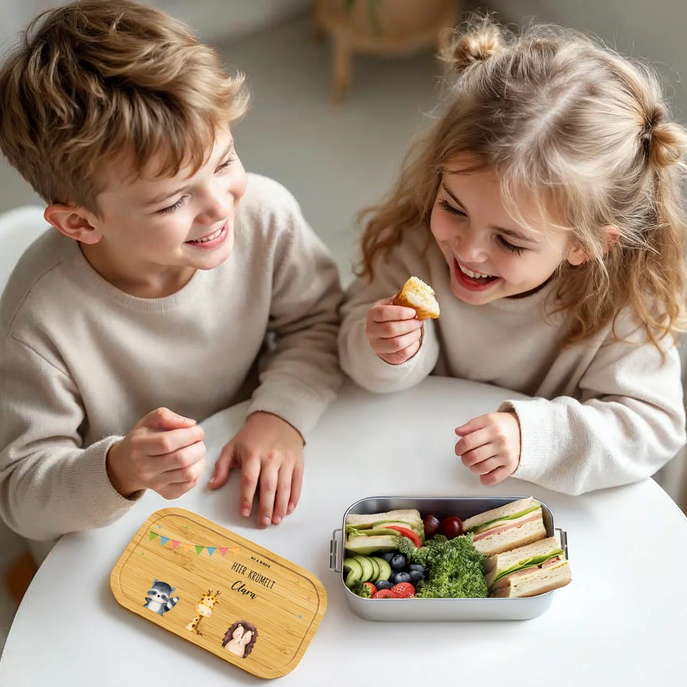 Lunch box personnalisée avec couvercle en bambou « Confettis » – Image 5
