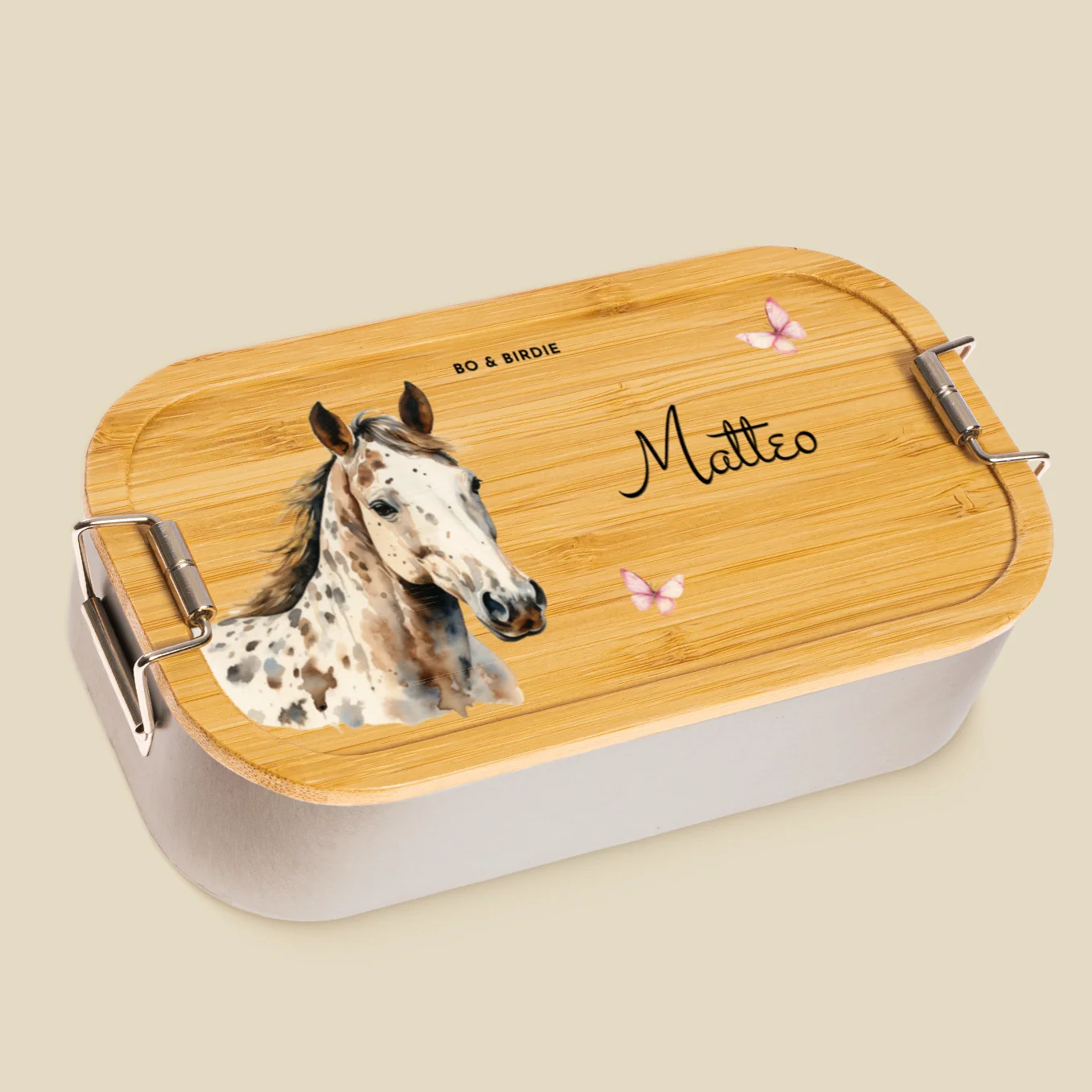 Lunch box personnalisée avec couvercle en bambou « Chevaux » – Image 6