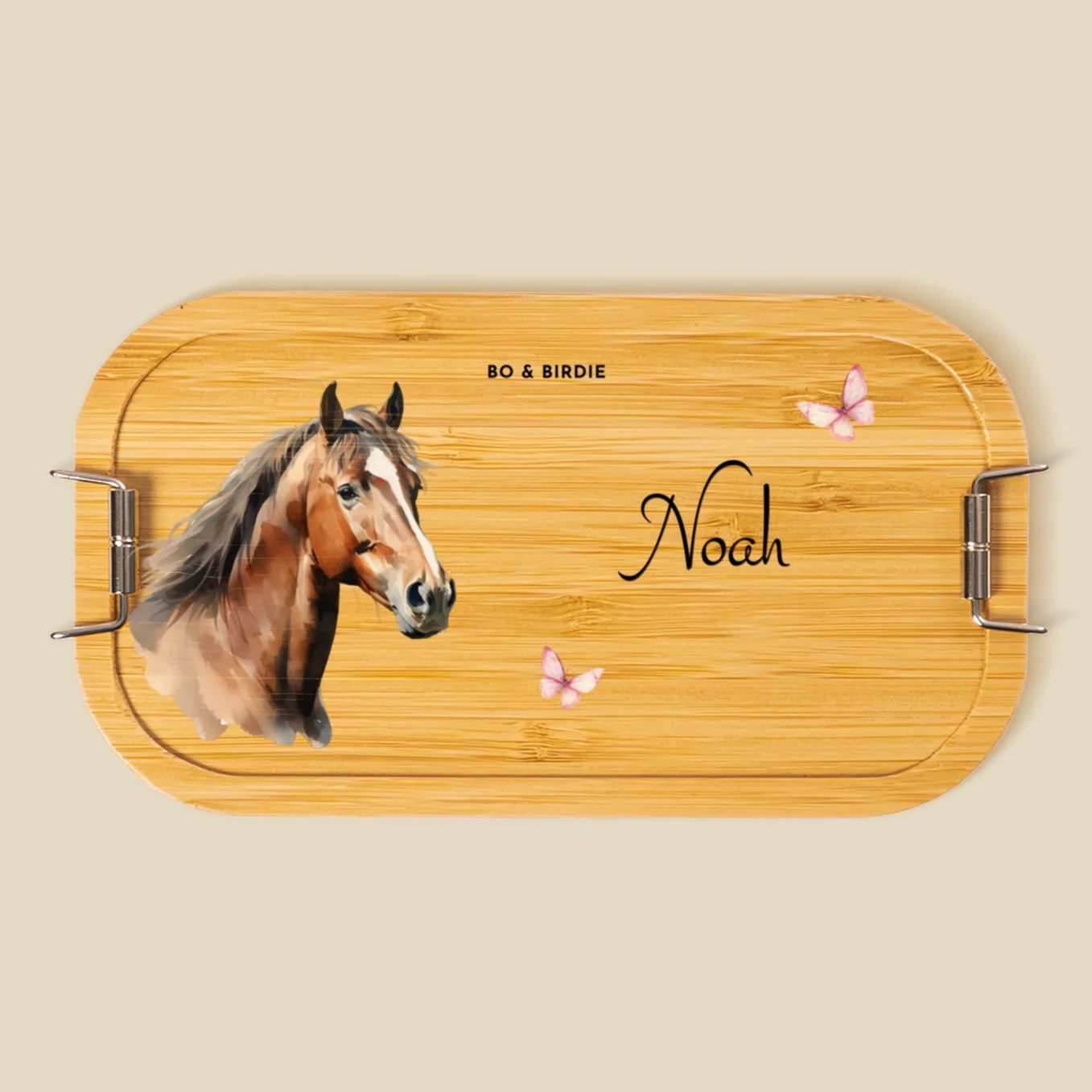 Lunch box personnalisée avec couvercle en bambou « Chevaux » – Image 7