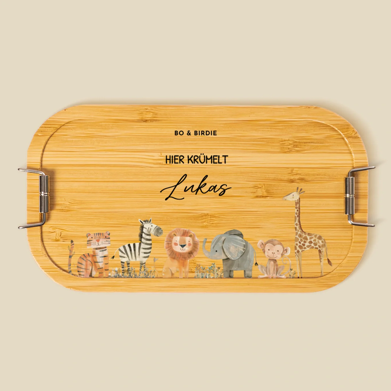 Personalisierte Brotdose mit Bambusdeckel "Safari Tiere" – Image 7