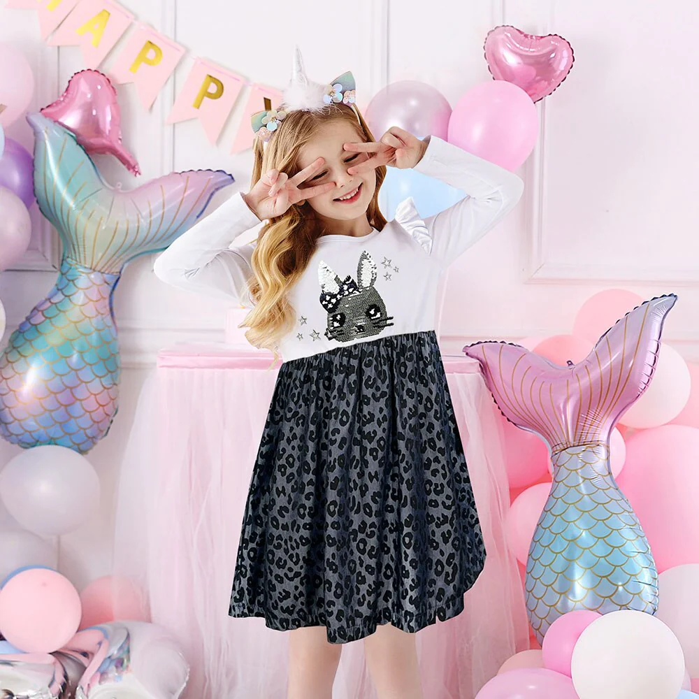 Jolie robe à manches longues et imprimé léopard – Image 8