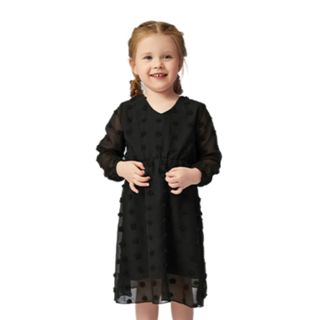 Robe maman et moi à manches transparentes et texture à pois – Image 8
