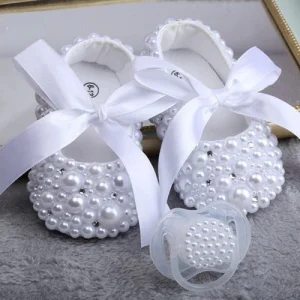 Ensemble de chaussures pour bébé avec ruban de perles