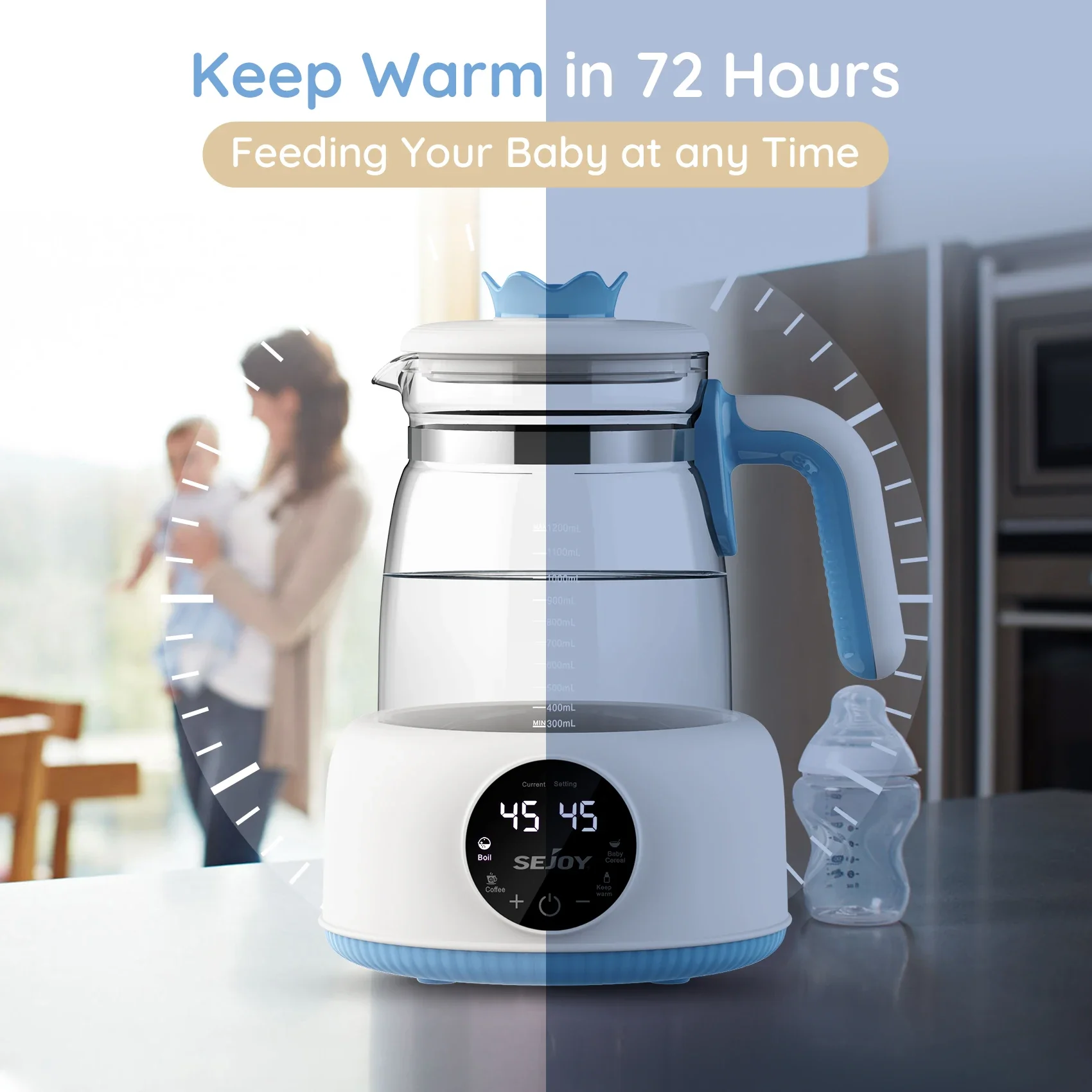 Chauffe-biberon électrique – Modulateur de lait thermostatique 1,2L & Bouilloire pour lait infantile (220V/110V) – Image 5