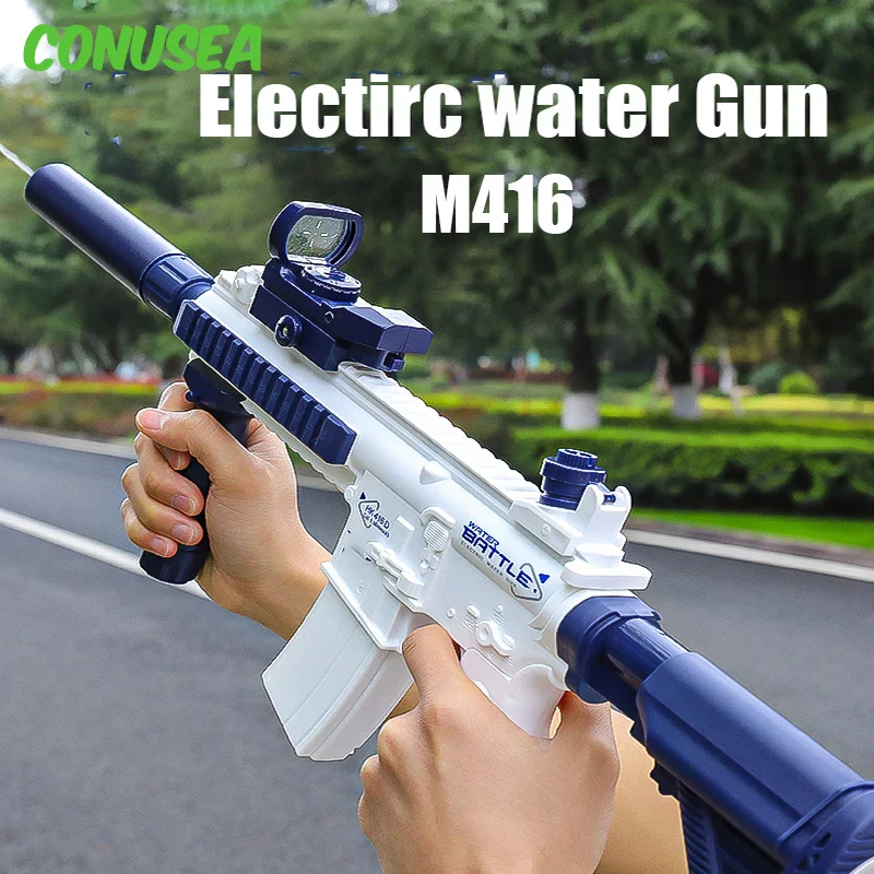 Pistolet à eau électrique M416 – 10 m de portée, alimenté par batterie, pour enfants, jouet de plage d'été, trempage automatique pour garçons et filles (à partir de 3 ans) – Image 2