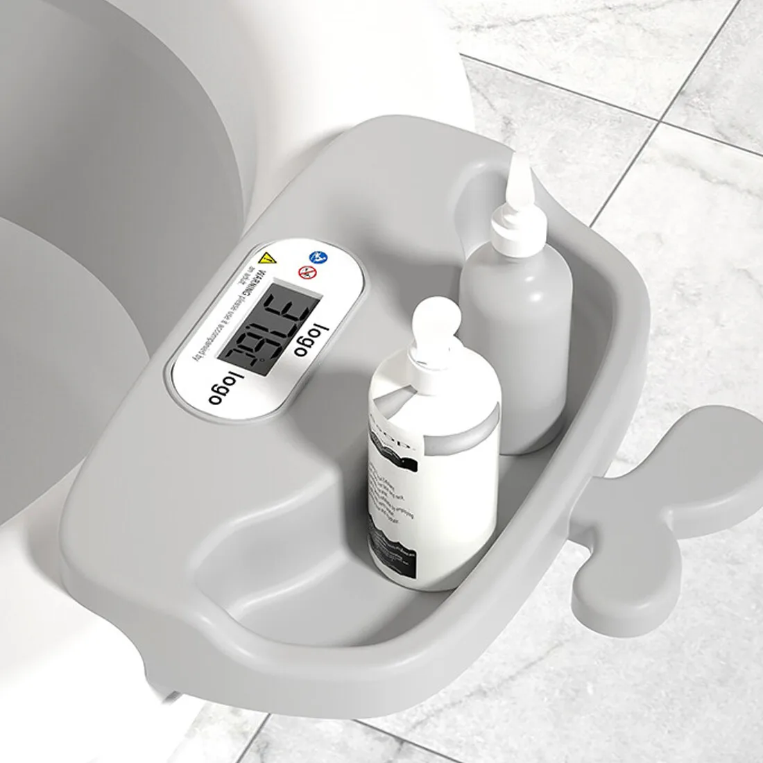 Grande baignoire bébé pliable (44L) avec capteur de température numérique, matériau non toxique, et coussin de bain lavable en machine pour nouveau-nés et tout-petits – Image 5