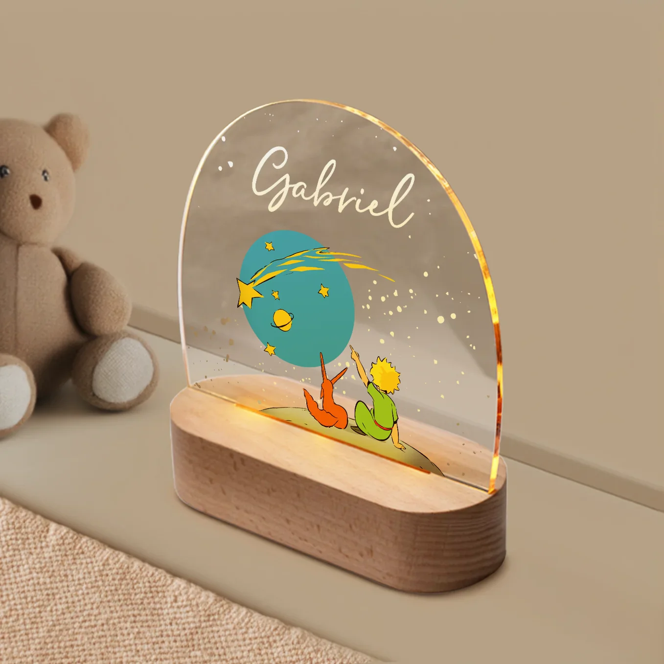 Veilleuse personnalisée Petit Prince « Amis dans la Neige » – Image 2