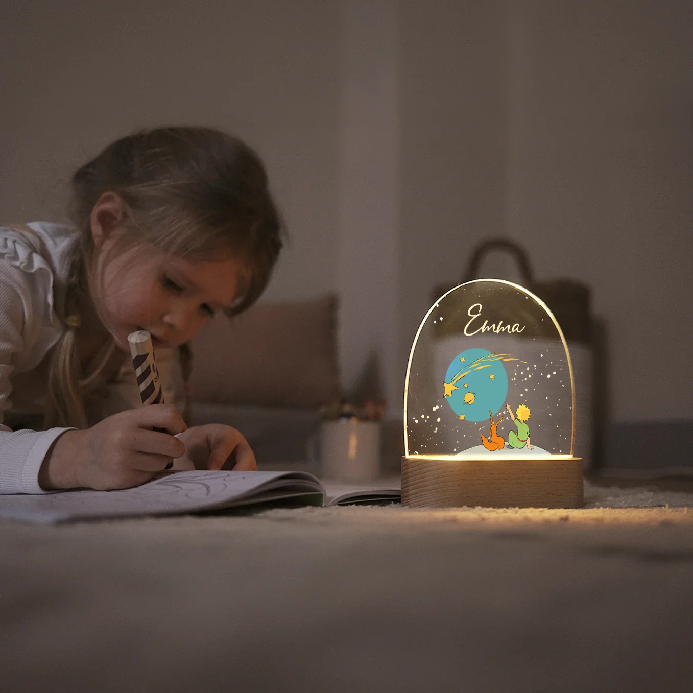Veilleuse personnalisée Petit Prince « Amis dans la Neige » – Image 3