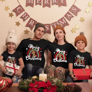 Tenue de Noël assortie pour la famille – Maman · Papa · Enfants · T-shirt manches courtes et combinaison pour toute la famille