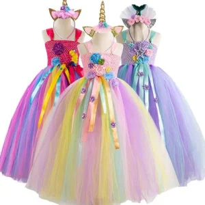 Robe longue tutu fleurie avec haut en crochet