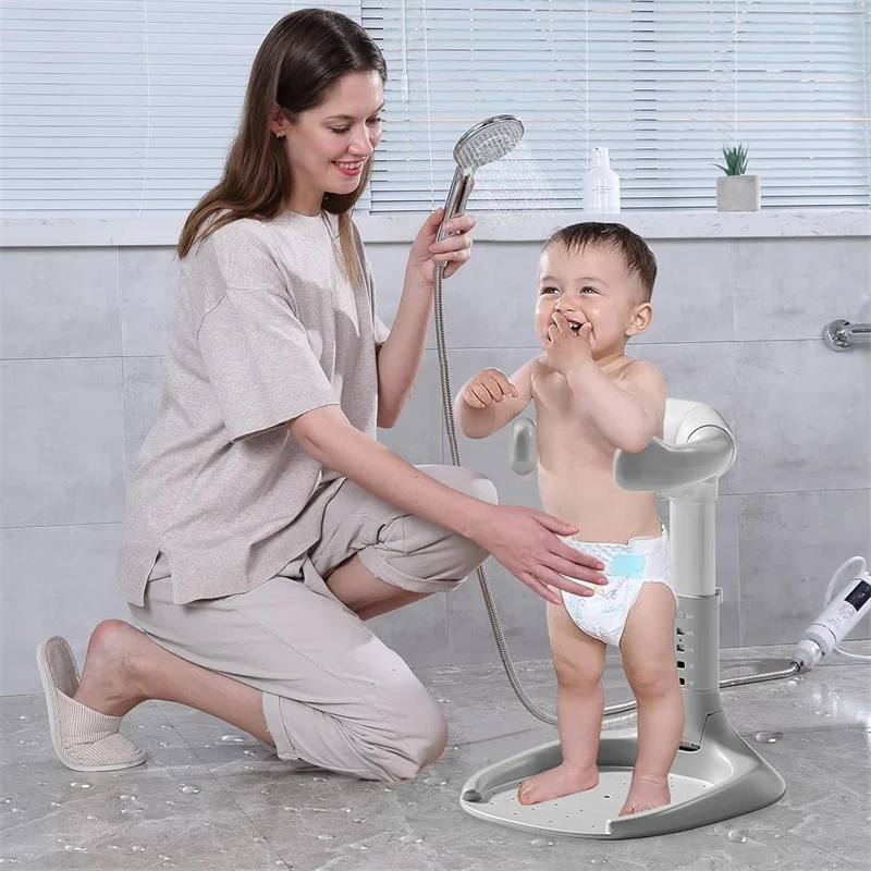 Support de bain bébé et tout-petit pliable 2-en-1 réglable, design ergonomique antidérapant pour un bain facile et mains libres (8-36 mois) – Image 3