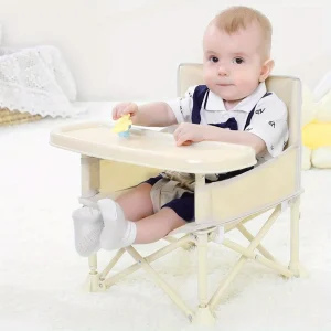Chaise haute pliable pour bébé – Siège rehausseur portable avec plateau et sac de transport – Idéal pour les voyages, les pique-niques et les repas quotidiens