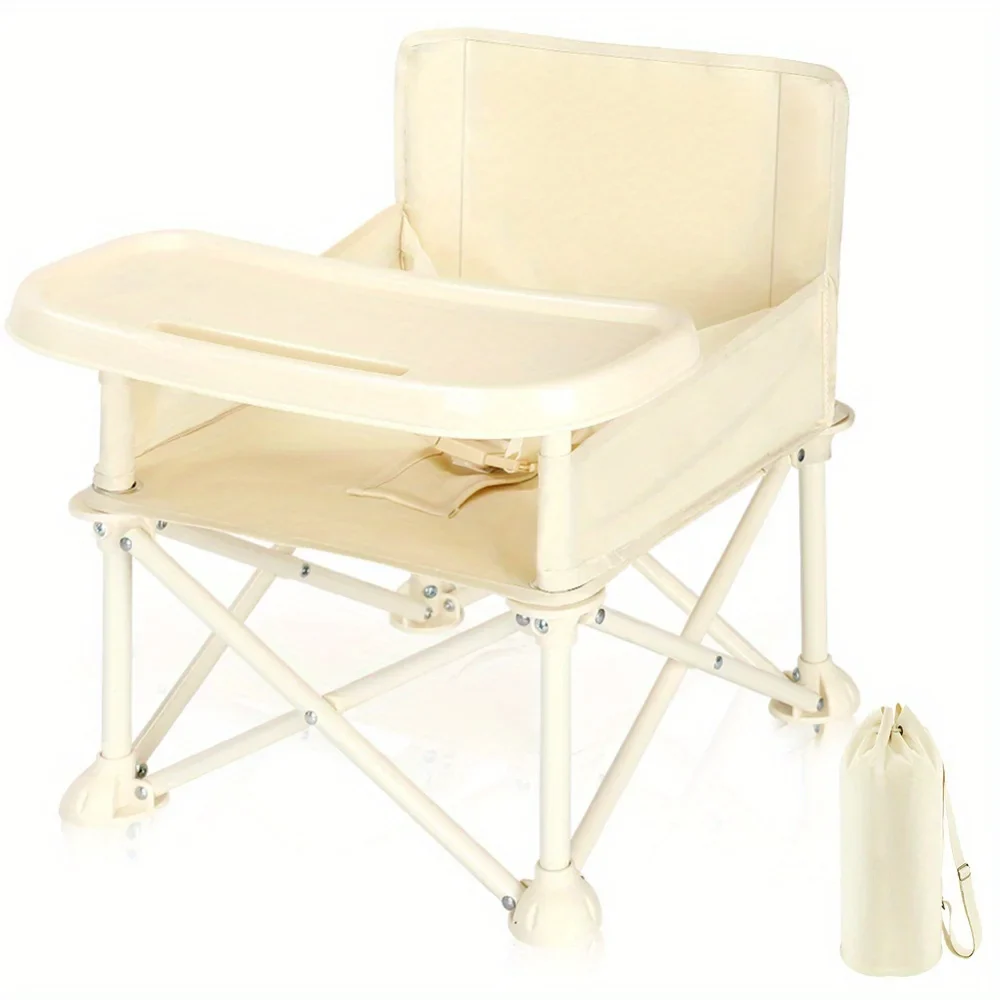 Chaise haute pliable pour bébé – Siège rehausseur portable avec plateau et sac de transport – Idéal pour les voyages, les pique-niques et les repas quotidiens – Image 7