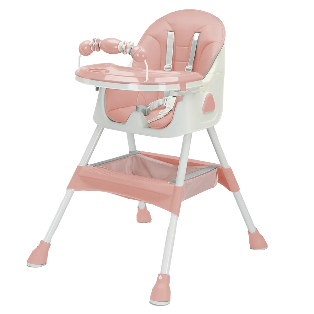 Chaise haute pliable pour bébé de 6 mois et plus – Chaise d'alimentation facile à nettoyer avec support à jouets et grand tapis antidérapant – Image 8