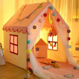Tente de jeu pliable pour enfants – Château de princesse, tipi d'intérieur/extérieur pour garçons et filles, maisonnette portable pour chambre, jardin et décoration de chambre