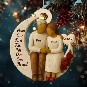 De notre premier baiser jusqu'à notre dernier souffle – Décoration de couple en bois personnalisée – Cadeau romantique pour couples, mariage ou anniversaire