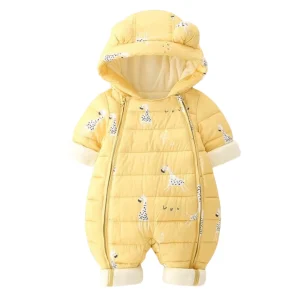 Combinaison parka à capuche pour bébé à motif girafe