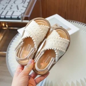 Sandales de plage d'été pour filles – Chaussures de princesse rétro style ethnique | Sandales décontractées à semelle souple pour enfants | Nouveauté 2025