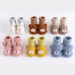 Chaussettes antidérapantes chaudes en forme d'animaux pour bébés