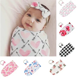 Ensemble sac de couchage et bandeau pour bébé, disponible en plusieurs couleurs