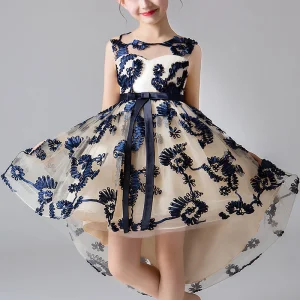 Robe de soirée longue à motifs brodés dans le dos