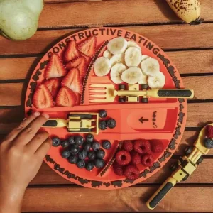 1Lovebaby Vaisselle de voiture de construction - Ensemble de salle à manger pour enfants sûr et amusant