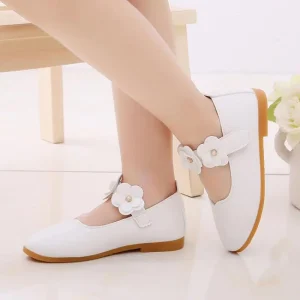 Sandales princesse en cuir pour filles : chaussures blanches élégantes pour mariages, école et mode