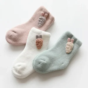 3 paires de chaussettes chaudes d'hiver pour bébé - Design mignon