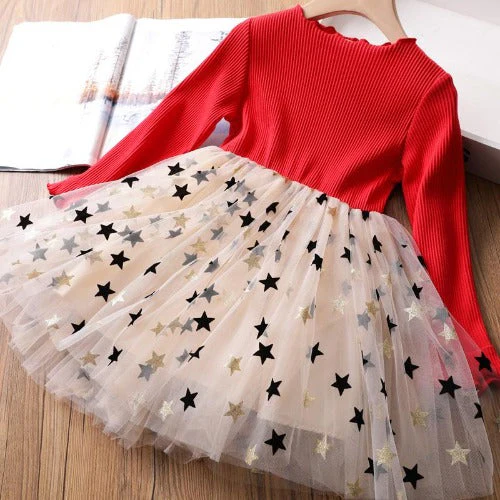Robe à manches longues en maille étoilée pour fille – Image 4