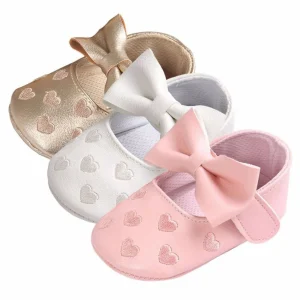Mocassins pour bébé en cuir synthétique - Chaussures de berceau à franges et nœud