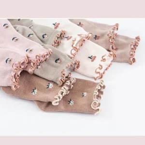 Chaussette de cheville à motif floral vintage pour enfants