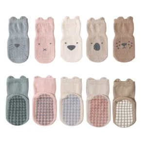Chaussettes antidérapantes en coton peigné pour bébé et enfant