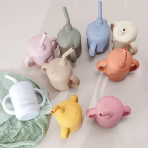 Gobelet pliable en silicone personnalisé avec paille pour enfants