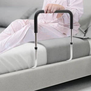 Rampe de lit robuste pour personnes âgées et handicapées, rampe de sécurité réglable en hauteur avec poignée en mousse antidérapante, aide à la mobilité et protection contre les chutes (300 lbs max)