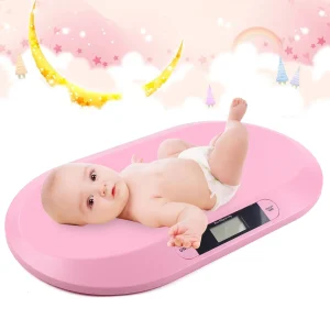 Balance bébé numérique haute précision professionnelle (jusqu'à 20 kg) - Design élégant, plateforme incurvée pour la sécurité, fonction tare et affichage rétroéclairé