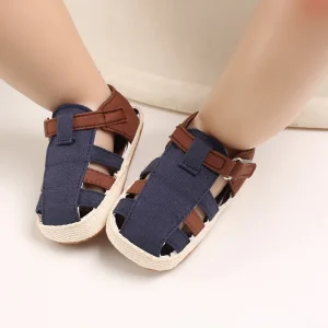 Sandales multicolores à clipser pour bébé garçon, semelle souple, premiers pas