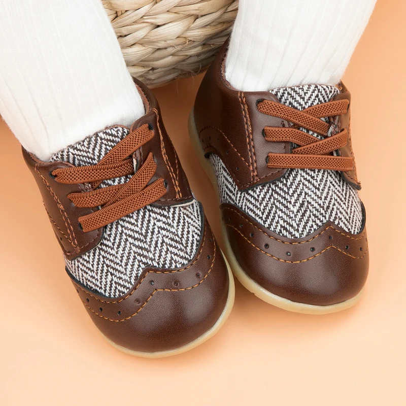 Chaussures en cuir pour bébé garçon, design classique aztèque, pour les premiers pas – Image 3