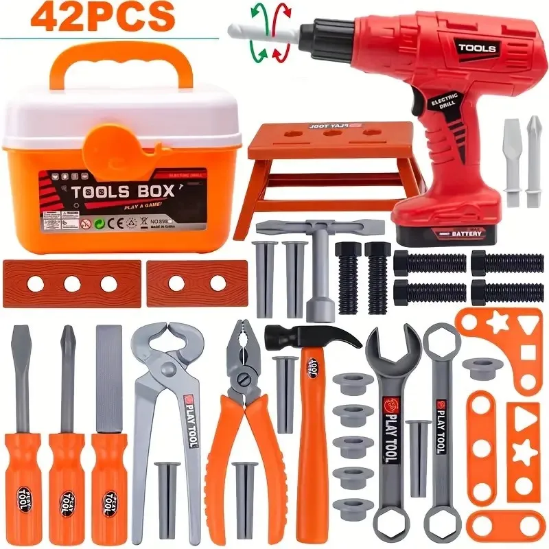Coffret d'outils pour enfants – 39/42 pièces, jeu de construction avec boîte à outils – Kit de jeu éducatif pour garçons et filles de 2 à 13 ans – Image 8
