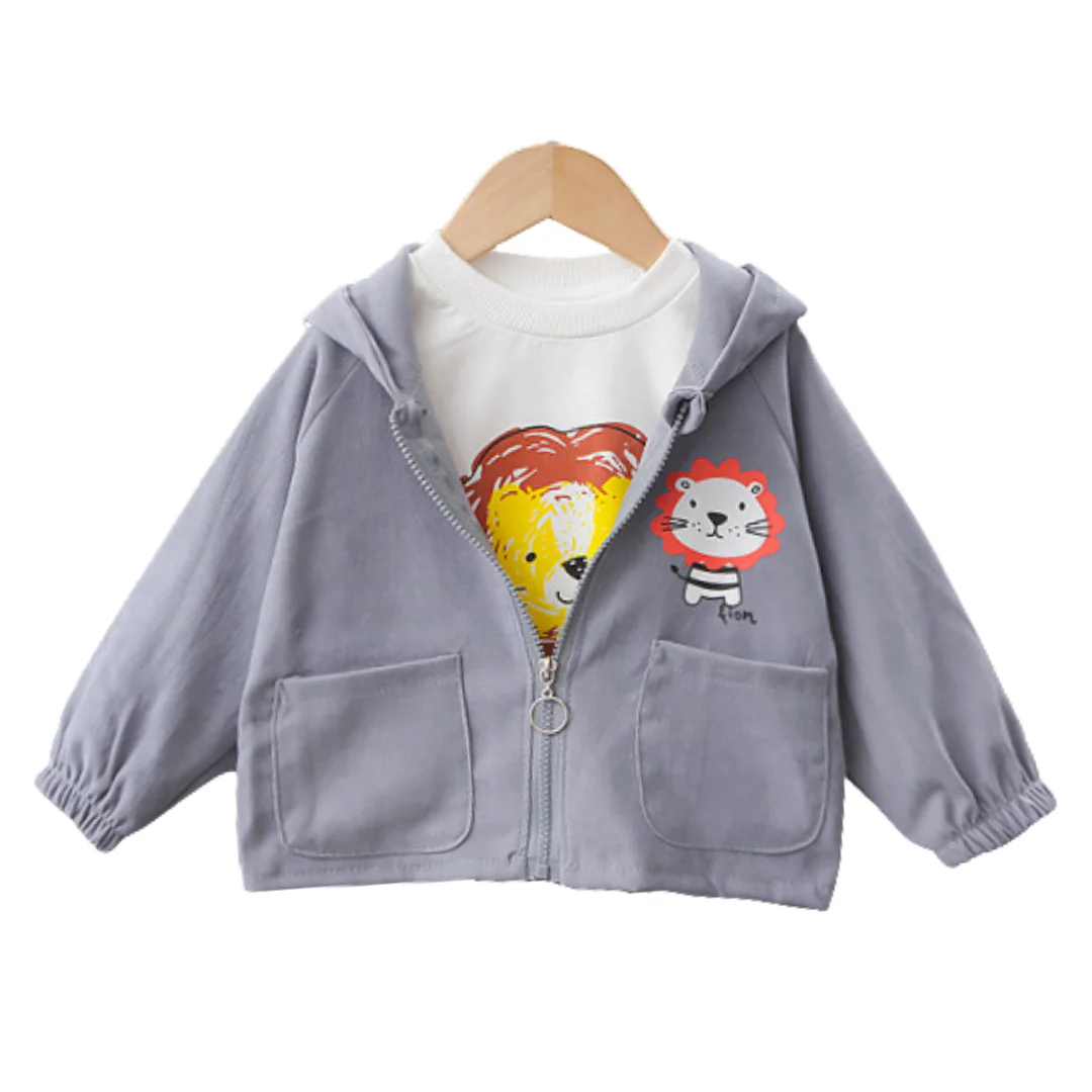 Veste à capuche à imprimé graphique de dessin animé de lion – Image 3