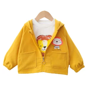 Veste à capuche à imprimé graphique de dessin animé de lion
