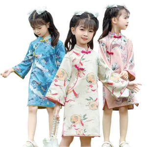 Robe de princesse chinoise cheongsam à manches longues