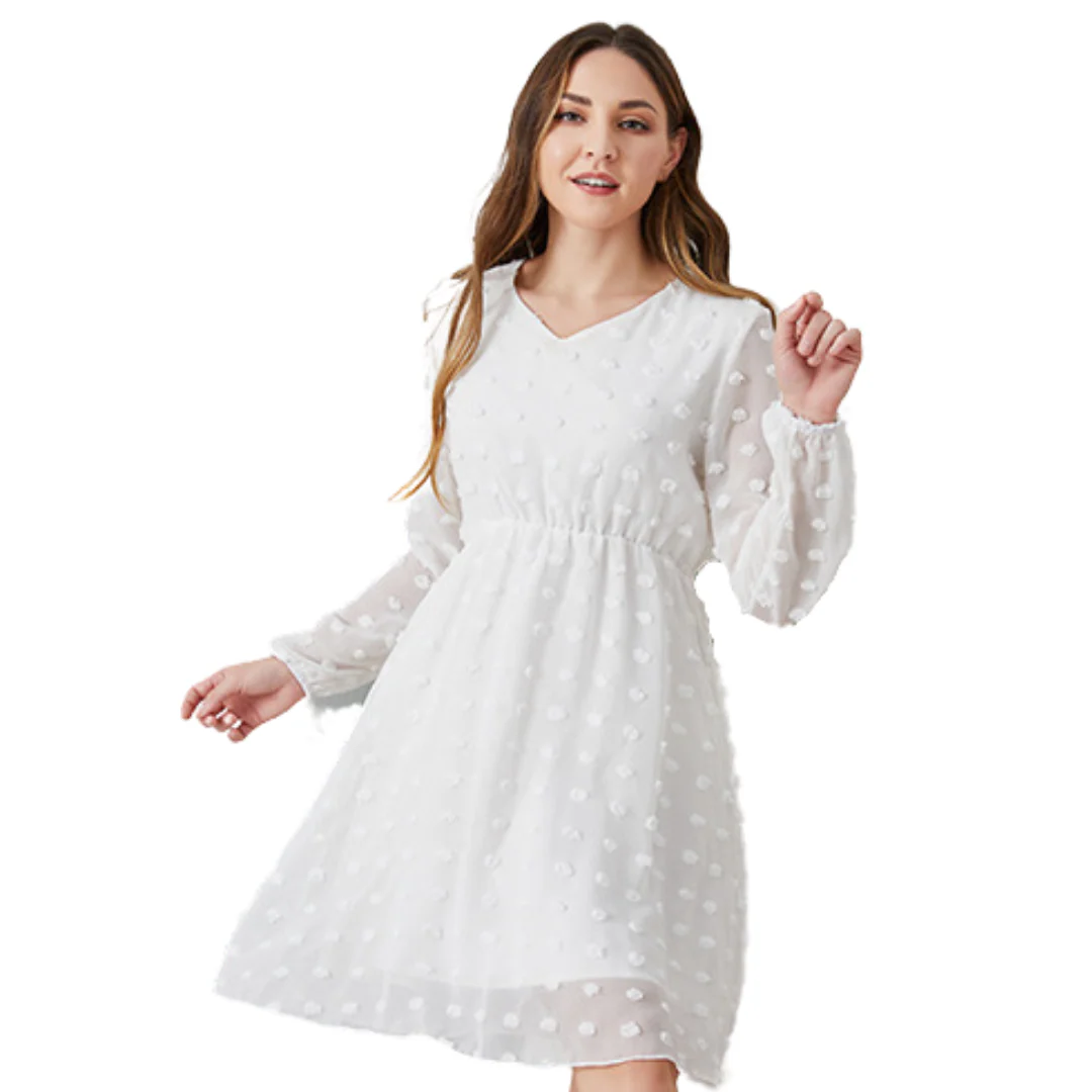Robe maman et moi à manches transparentes et texture à pois – Image 7